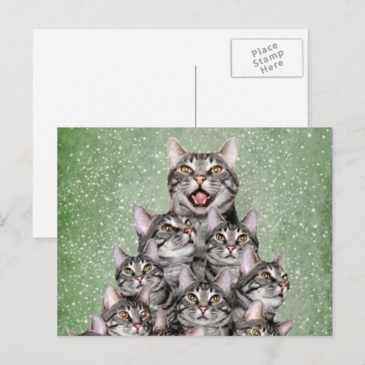 Kitty Christmas tree Feiertagspostkarte (Vorne/Hinten)