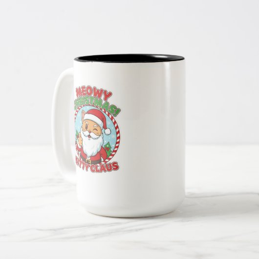Kitty Claus, 15 oz Two-Tone Coffee Mug Zweifarbige Tasse (Vorderseite Links)