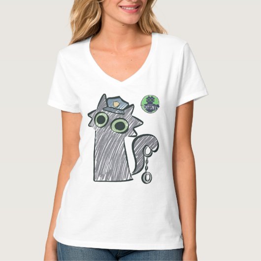 Kitty Cop – Purrtect & Serve Damen T-Shirt (Vorderseite)