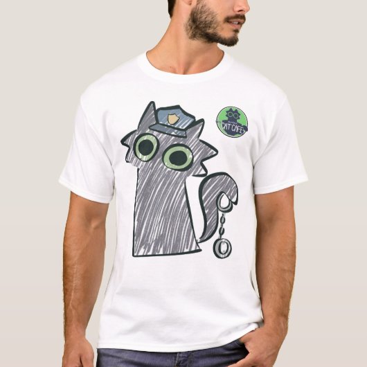 Kitty Cop – Purrtect & Serve Herren Dark T-Shirt (Vorderseite)