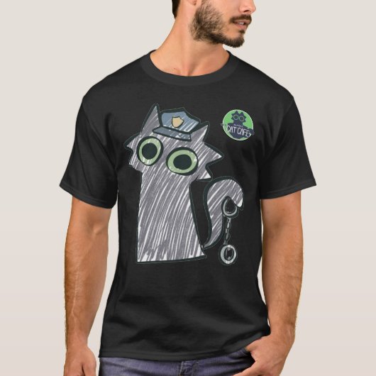Kitty Cop – Purrtect & Serve Herren Dark T-Shirt (Vorderseite)