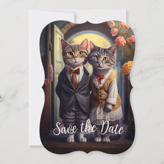 Kitty Couple - Save the Date Einladung (Vorderseite)