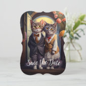 Kitty Couple - Save the Date Einladung (Stehend Vorderseite)