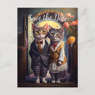 Kitty Couple - Save the Date Postkarte