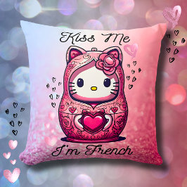 Kitty-doll-Kiss-Kissen I'm French pink glitter Kissen