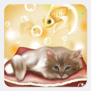 Kitty Dreams Quadratischer Aufkleber