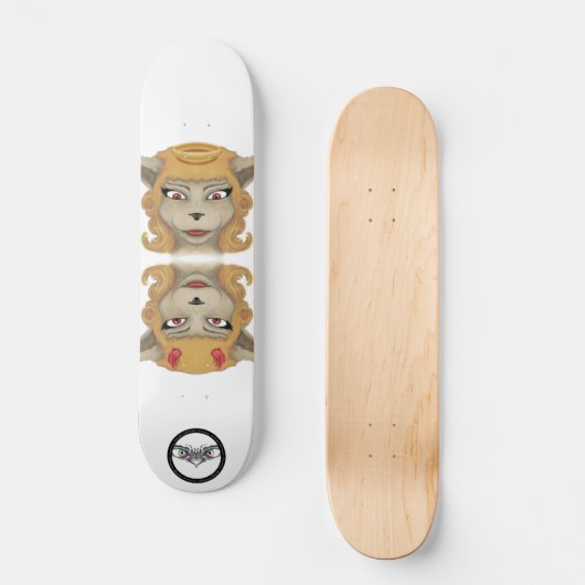 Kitty evil Engel niedlicher Tiere Illustration Skateboard (Vorderseite)