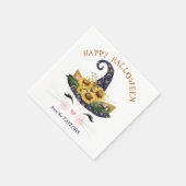 Kitty Face Gold Floral Halloween Serviette (Ecke)