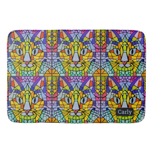 Kitty Face Mosaic Muster - Fun Kids oder Pets Badematte (Vorderseite)