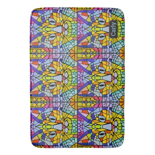 Kitty Face Mosaic Muster - Fun Kids oder Pets Badematte (Vorderseite Vertikal)