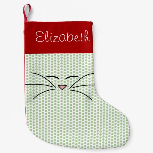 Kitty Face Personalisierter Strumpf Kleiner Weihnachtsstrumpf (Vorderseite)