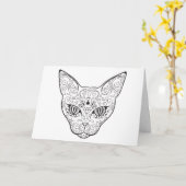 Kitty Face Sugar Skull | Tag der Todeskatze Karte (Gelbe Blume)