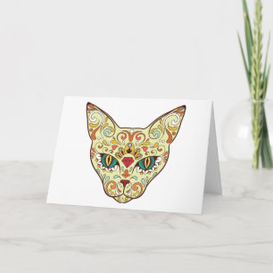 Kitty Face Sugar Skull   Tag der Todeskatze Karte