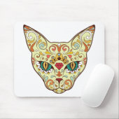 Kitty Face Sugar Skull | Tag der Todeskatze Mousepad (Mit Mouse)