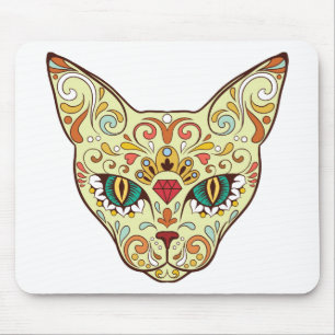 Kitty Face Sugar Skull   Tag der Todeskatze Mousepad