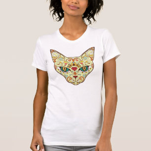 Kitty Face Sugar Skull   Tag der Todeskatze T-Shirt