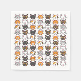 Kitty Faces Cat Themed Paper Napkins Set von 50+ Serviette