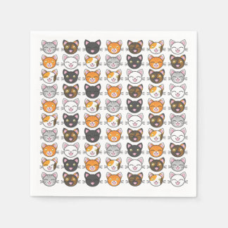 Kitty Faces Cat Themed Paper Napkins Set von 50+ Serviette