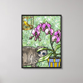 Kitty, Fuschia & Tweet (Gallery Wrapped Canvas) Leinwanddruck