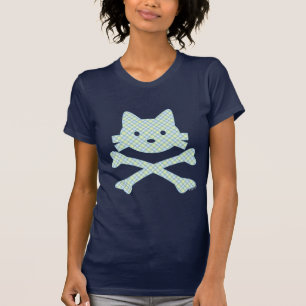 Kitty-gekreuzte Knochen kariert T-Shirt