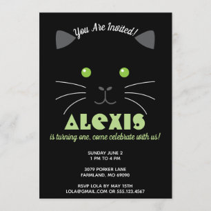 Kitty-Gesichts-Geburtstags-Party-Foto laden ein Einladung