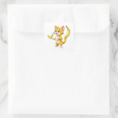 "Kitty Goes Bananas" Quadratischer Aufkleber (Tasche)