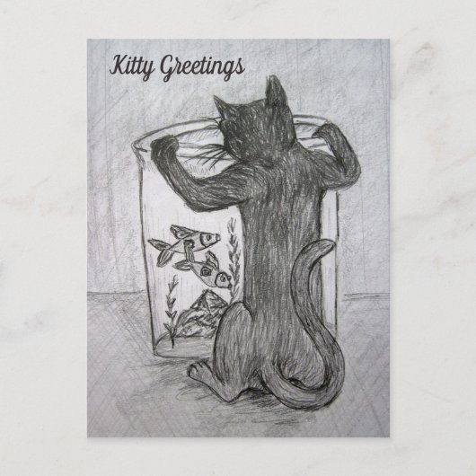 Kitty Goldfish Lover Custom Grußkarten Postkarten (Vorderseite)