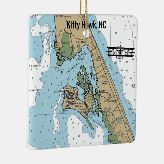 Kitty Hawk NC Chart Keramikornament (Rechts)