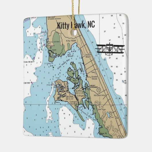 Kitty Hawk NC Chart Keramikornament (Links)