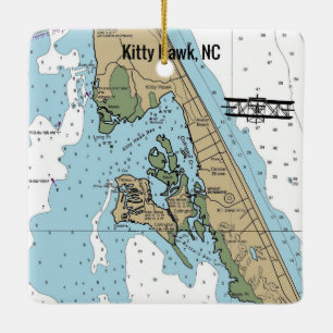 Kitty Hawk NC Chart Keramikornament