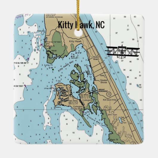 Kitty Hawk NC Chart Keramikornament (Rückseite)