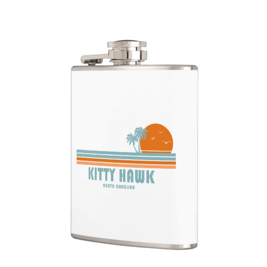 Kitty Hawk North Carolina Sun Palm Trees Flachmann (Links)