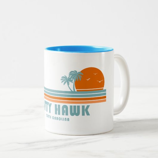Kitty Hawk North Carolina Sun Palm Trees Zweifarbige Tasse (VorderseiteRechts)