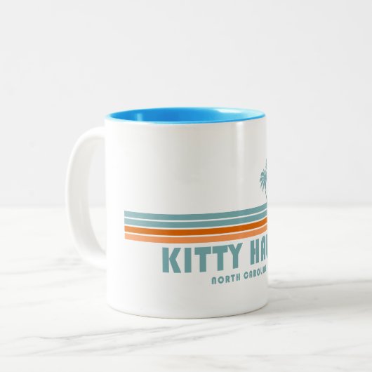 Kitty Hawk North Carolina Sun Palm Trees Zweifarbige Tasse (Vorderseite Links)