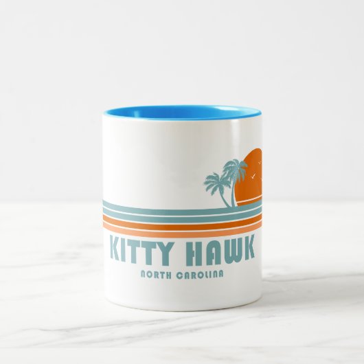 Kitty Hawk North Carolina Sun Palm Trees Zweifarbige Tasse (Mittel)