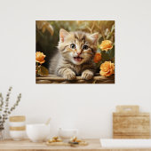 *~* Kitty Hello Floral 5:4 Kitten Cat AP68 Poster (Küche)