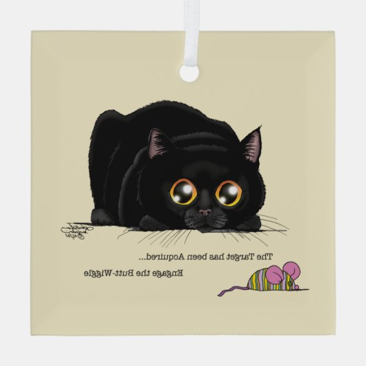 Kitty Hintern-Wiggle Ornament Aus Glas (Rückseite)