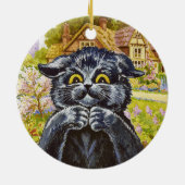 Kitty & House Hintergrund von Louis Wain ・ Ornamen Keramik Ornament (Hinten)