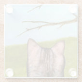 Kitty im Fenster Glasuntersetzer (Rückseite)