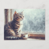 Kitty im Fenster Postkarte (Vorderseite)