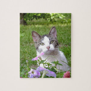 Kitty im Petunias-Puzzle Puzzle