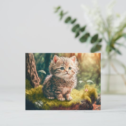 Kitty im Wald Postkarte (Stehend Vorderseite)