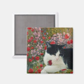 Kitty in Blume Magnet (Vorderseite/Rückseite)