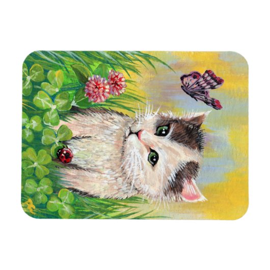 Kitty in Clover Patch Magnet (Horizontal)