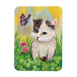 Kitty in Clover Patch Magnet