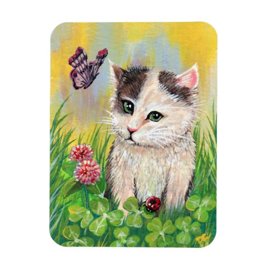 Kitty in Clover Patch Magnet (Vertikal)