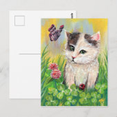 Kitty in Clover Patch Postkarte (Vorne/Hinten)