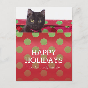 Kitty in den Geschenkboxen Feiertagspostkarte