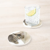 Kitty in einem Box-Untersetzer Sandstein Untersetzer (Seite)