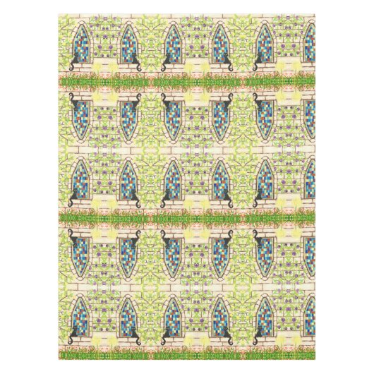 Kitty in einem Fenster Tischdecke (Vorderseite)